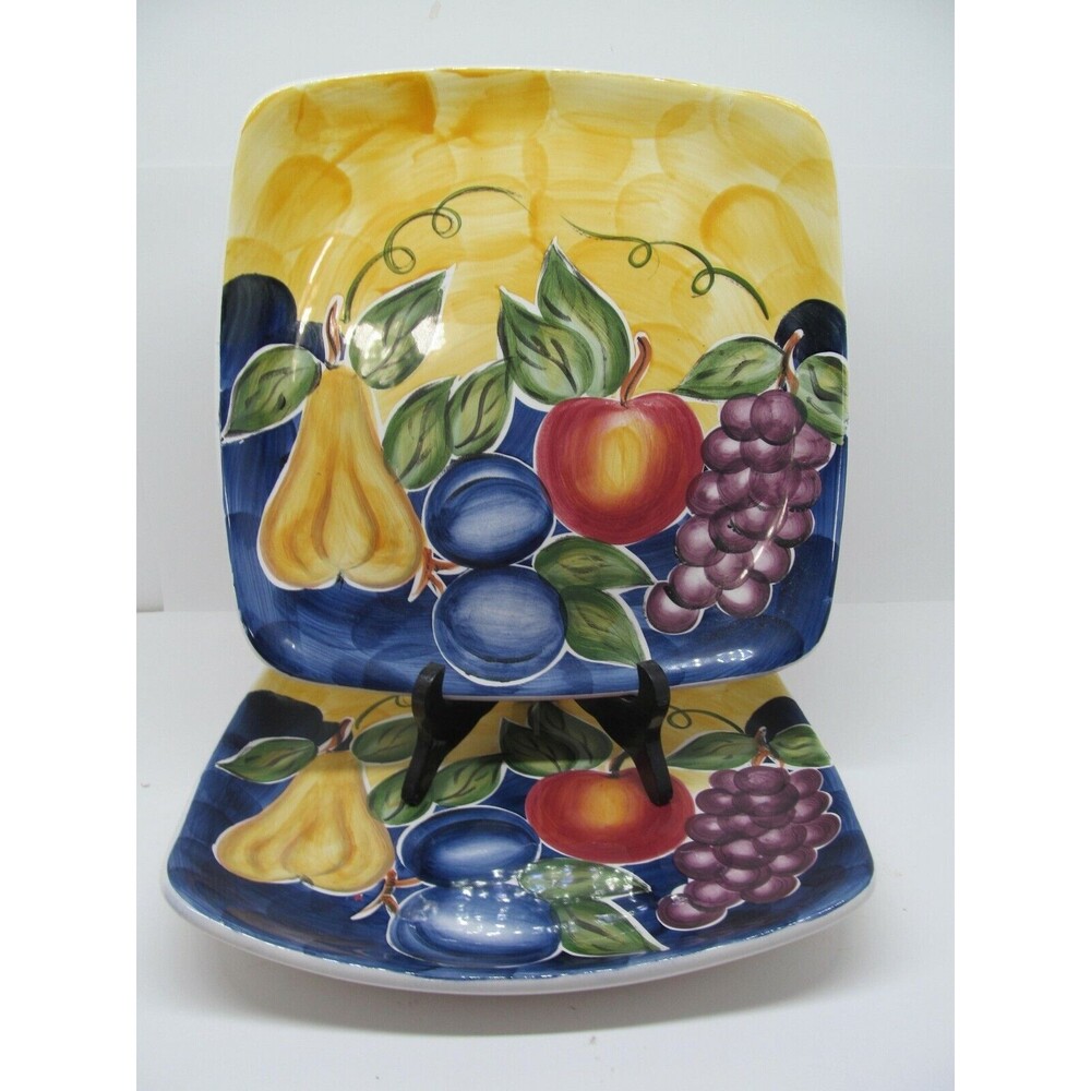 Tabletops Unlimited Di Frutto Square Dinner plates. 11 1/4"